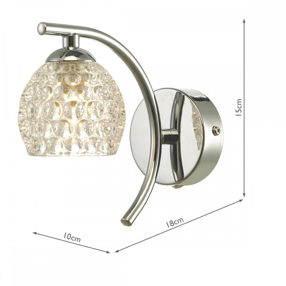 Dar NAK0750-06 Nakita Wall Light Polished Chrome With Dimpled Glass