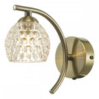 Dar NAK0775-06 Nakita Wall Light Antique Brass With Dimpled Glass
