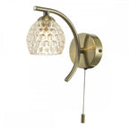 Dar NAK0775-06 Nakita Wall Light Antique Brass With Dimpled Glass