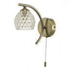 Dar NAK0775-06 Nakita Wall Light Antique Brass With Dimpled Glass