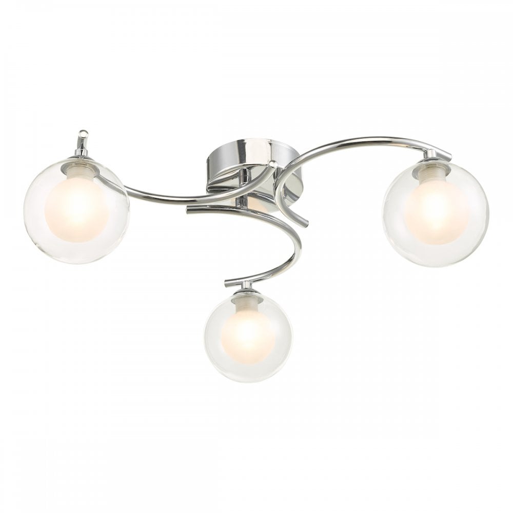 Dar NAK5350-04 Nakita 3 Light Semi Flush Polished Chrome With Clear/Opal Glass