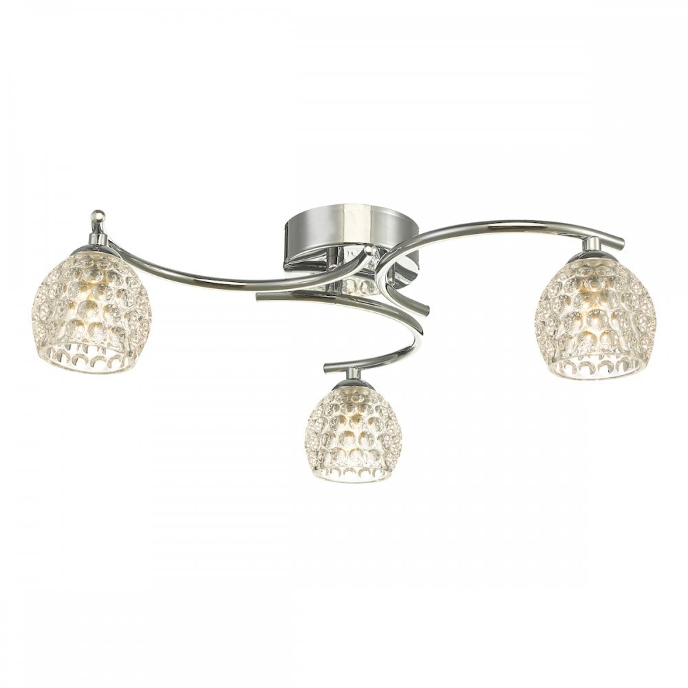 Dar NAK5350-06 Nakita 3 Light Semi Flush Polished Chrome With Dimpled Glass