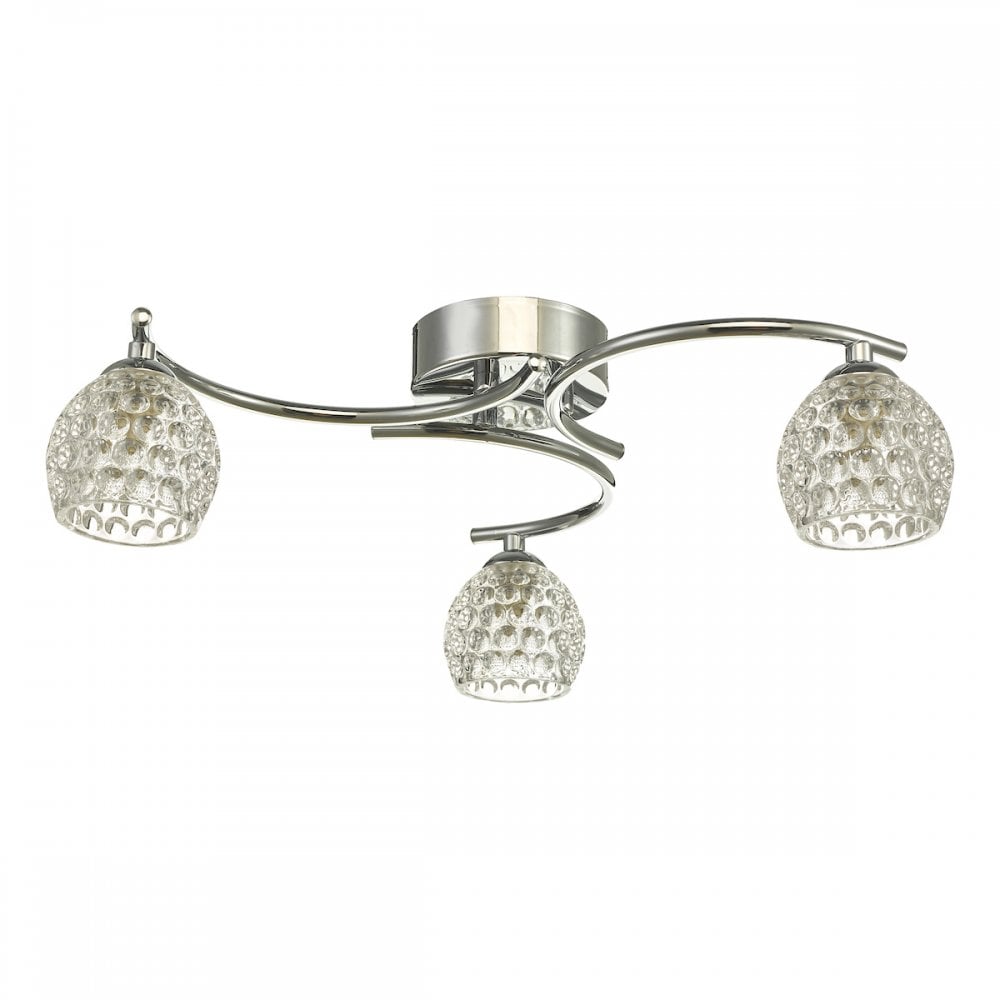 Dar NAK5350-06 Nakita 3 Light Semi Flush Polished Chrome With Dimpled Glass