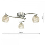 Dar NAK5350-06 Nakita 3 Light Semi Flush Polished Chrome With Dimpled Glass