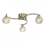 Dar NAK5375-05 Nakita 3 Light Semi Flush Antique Brass With Twisted Open Glass