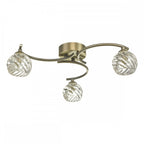 Dar NAK5375-05 Nakita 3 Light Semi Flush Antique Brass With Twisted Open Glass
