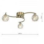 Dar NAK5375-05 Nakita 3 Light Semi Flush Antique Brass With Twisted Open Glass