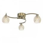 Dar NAK5375-06 Nakita 3 Light Semi Flush Antique Brass With Dimpled Glass