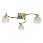 Dar NAK5375-06 Nakita 3 Light Semi Flush Antique Brass With Dimpled Glass