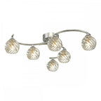 Dar NAK6450-05 Nakita 6 Light Semi Flush Polished Chrome With Twisted Open Glass