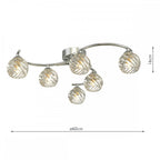 Dar NAK6450-05 Nakita 6 Light Semi Flush Polished Chrome With Twisted Open Glass
