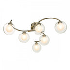 Dar NAK6475-04 Nakita 6 Light Semi Flush Antique Brass With Clear Opal Glass