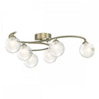 Dar NAK6475-04 Nakita 6 Light Semi Flush Antique Brass With Clear Opal Glass