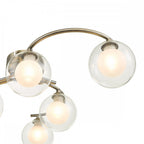 Dar NAK6475-04 Nakita 6 Light Semi Flush Antique Brass With Clear Opal Glass