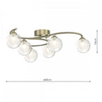 Dar NAK6475-04 Nakita 6 Light Semi Flush Antique Brass With Clear Opal Glass