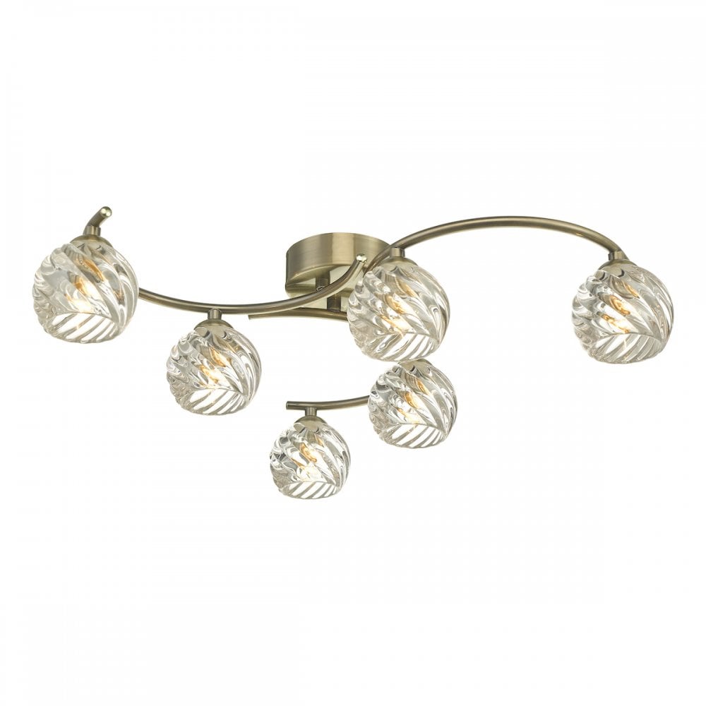 Dar NAK6475-05 Nakita 6 Light Semi Flush Antique Brass With Twisted Op ...