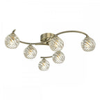Dar NAK6475-05 Nakita 6 Light Semi Flush Antique Brass With Twisted Open Glass