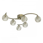 Dar NAK6475-05 Nakita 6 Light Semi Flush Antique Brass With Twisted Open Glass