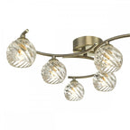 Dar NAK6475-05 Nakita 6 Light Semi Flush Antique Brass With Twisted Open Glass