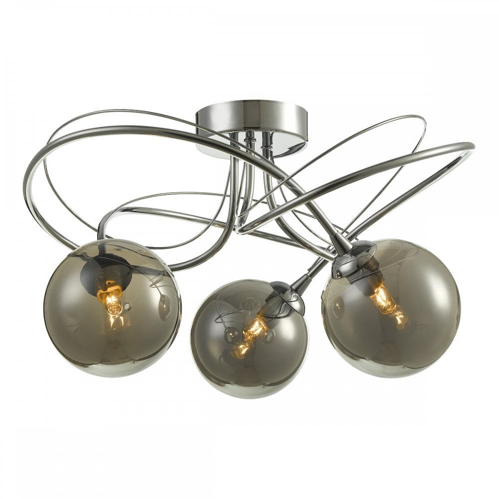 Dar ONA5350-01 Onawa 3 Light Semi Flush Polished Chrome With Smoked Glass