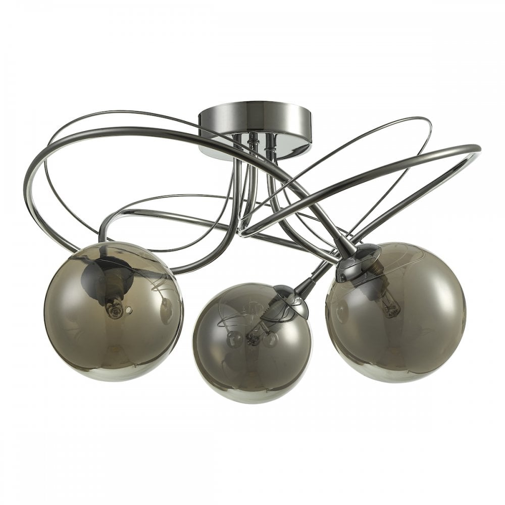 Dar ONA5350-01 Onawa 3 Light Semi Flush Polished Chrome With Smoked Glass