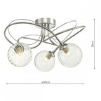 Dar ONA5350-03 Onawa 3 Light Semi Flush Polished Chrome With Twisted Closed Glass