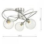 Dar ONA5350-03 Onawa 3 Light Semi Flush Polished Chrome With Twisted Closed Glass