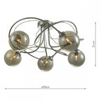 Dar ONA5450-01 Onawa 5 Light Semi Flush Polished Chrome With Smoked Glass