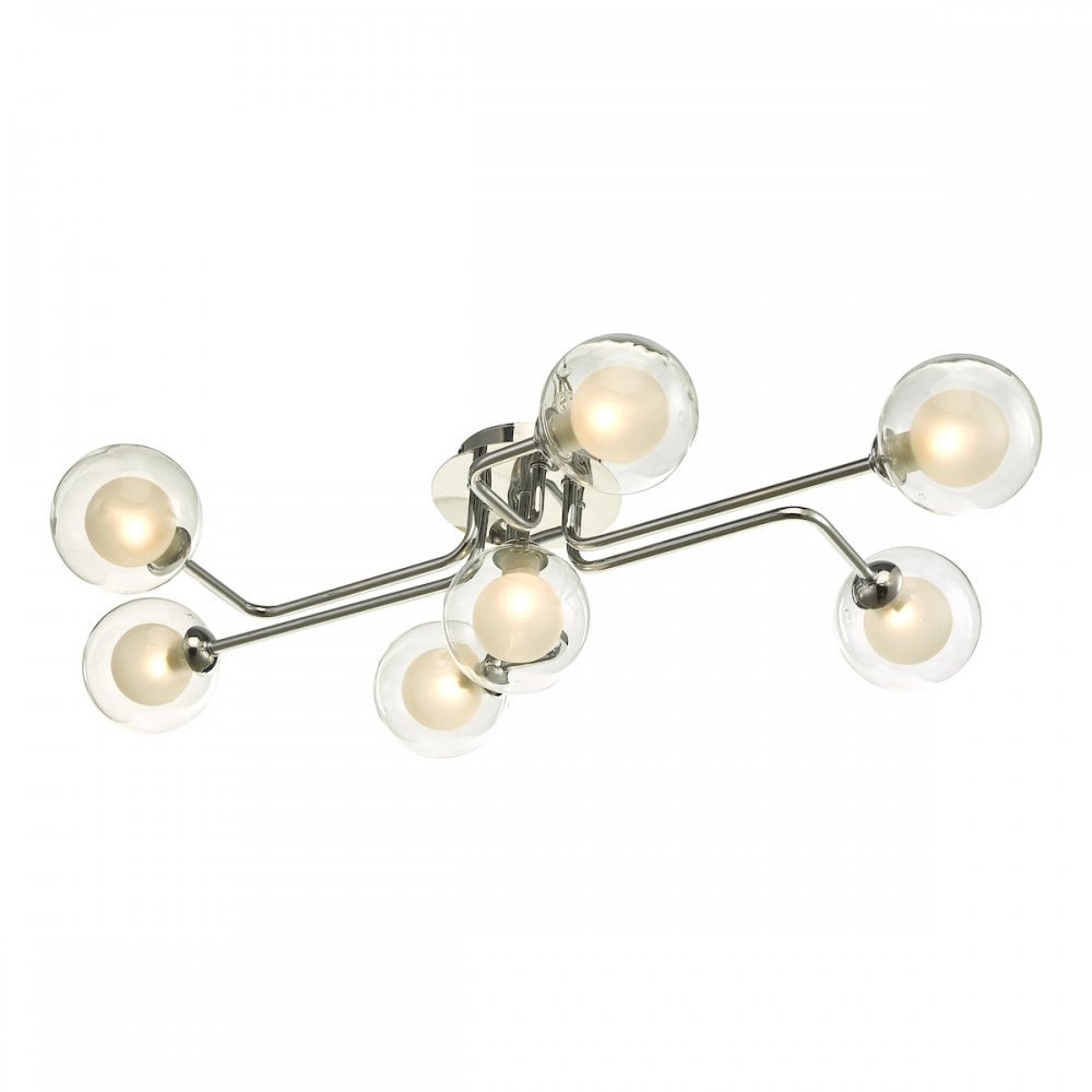 Dar REY3450-04 Reyna 7 Light Semi Flush Polished Chrome With Clear/Opal Glass