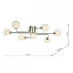 Dar REY3450-04 Reyna 7 Light Semi Flush Polished Chrome With Clear/Opal Glass