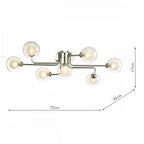 Dar REY3450-04 Reyna 7 Light Semi Flush Polished Chrome With Clear/Opal Glass