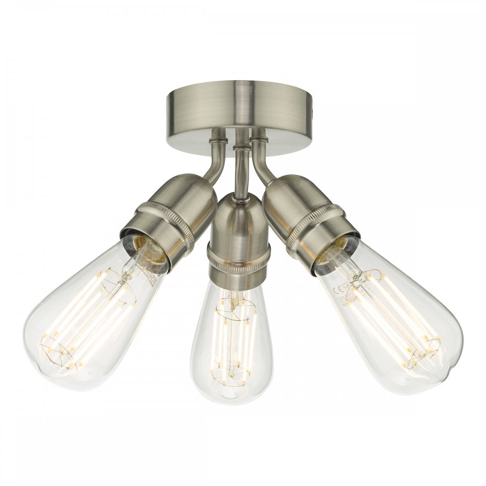 Dar YAO0338 Yao 3 Light Flush Satin Nickel