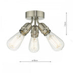 Dar YAO0338 Yao 3 Light Flush Satin Nickel