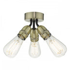 Dar YAO0375 Yao 3 Light Flush Antique Brass