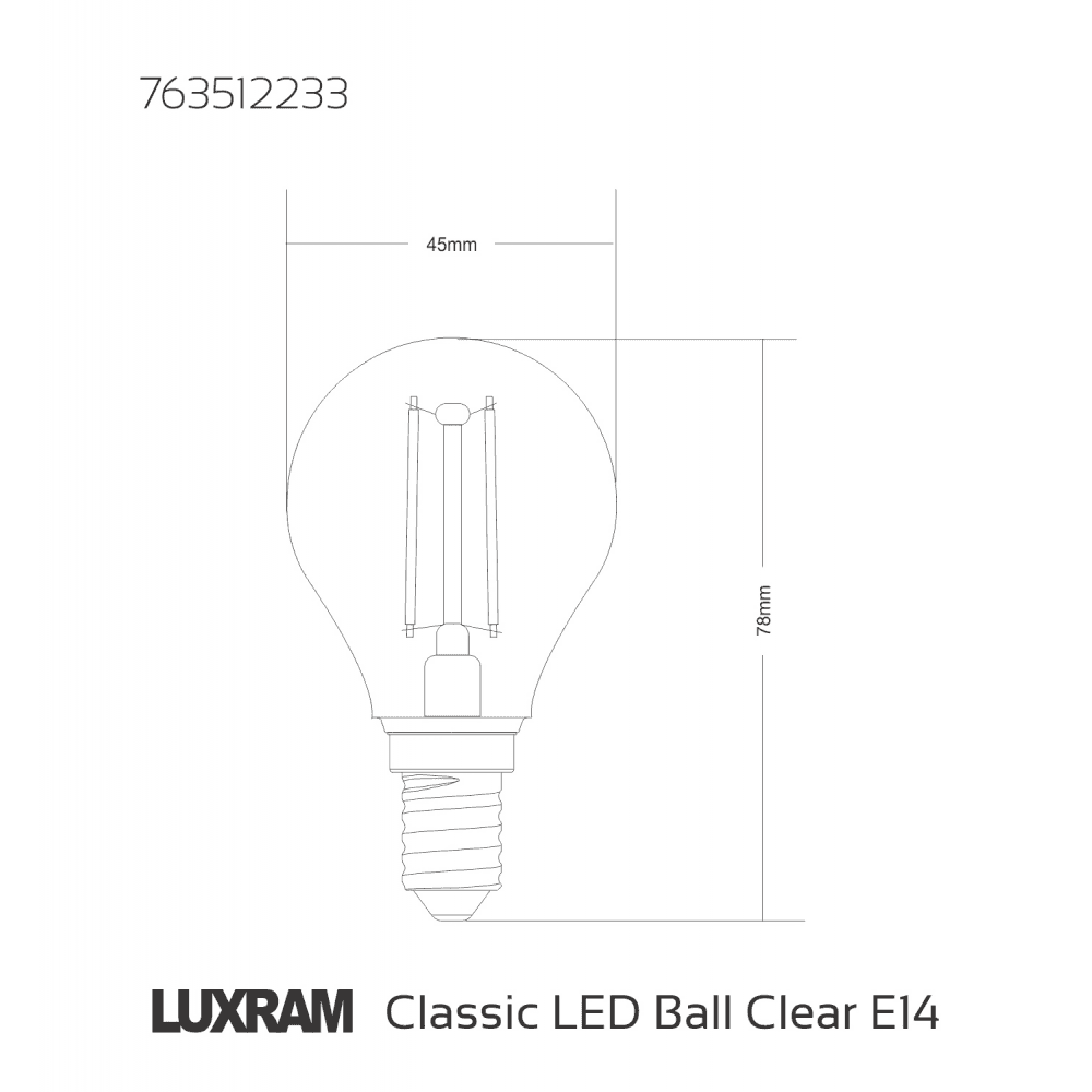 Luxram Value Classic Pack Of 10 E14 Golf Ball LED Dimmable 4W Warm White 2700K