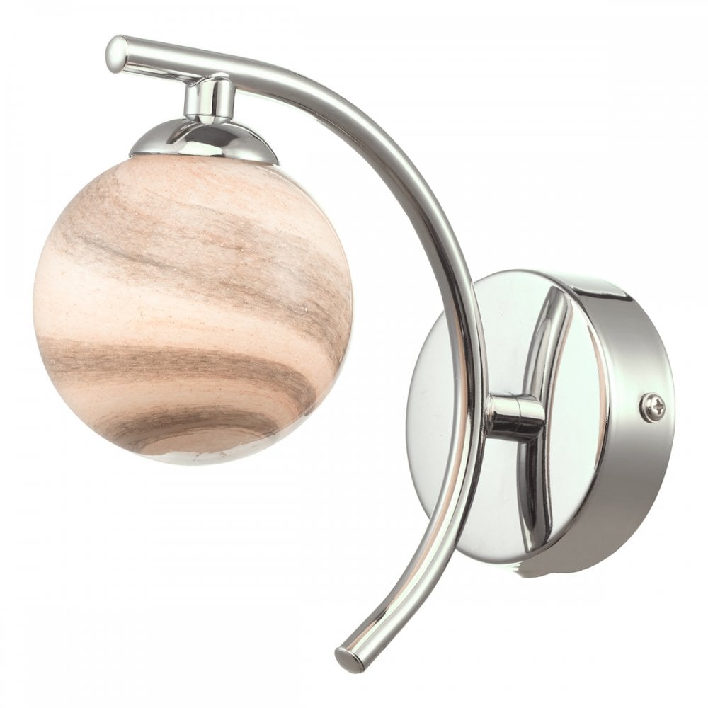 Dar ATI0750-07 Atiya Wall Light Polished Chrome With Planet Style Glass