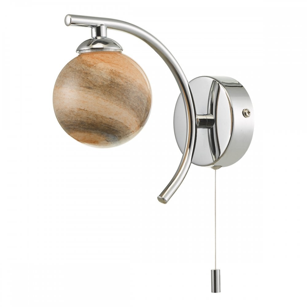 Dar ATI0750-07 Atiya Wall Light Polished Chrome With Planet Style Glass