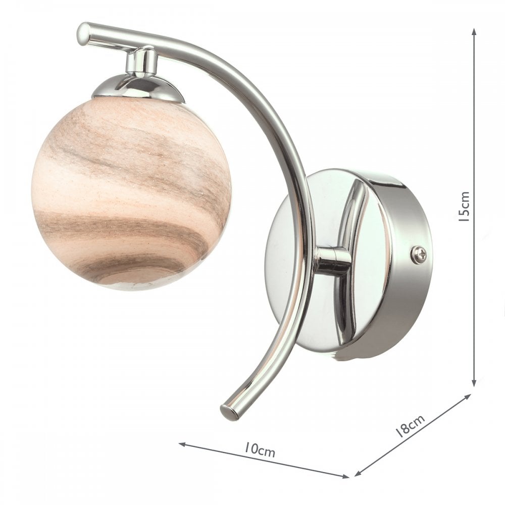 Dar ATI0750-07 Atiya Wall Light Polished Chrome With Planet Style Glass