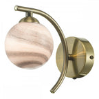 Dar ATI0775-07 Atiya Wall Light Antique Brass With Planet Style Glass