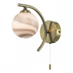 Dar ATI0775-07 Atiya Wall Light Antique Brass With Planet Style Glass