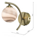 Dar ATI0775-07 Atiya Wall Light Antique Brass With Planet Style Glass