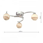Dar ATI5350-07 Atiya 3 Light Semi Flush Ceiling Light Polished Chrome With Planet Style Glass