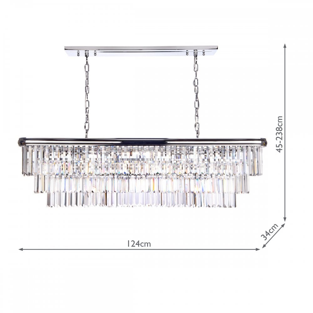 Dar EUL2350 Eulalia 10 Light Chandelier Polished Chrome Crystal