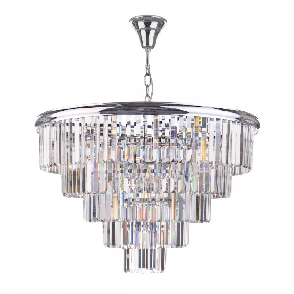 Dar EUL1250 Eulalia 12 Light Chandelier Polished Chrome Crystal