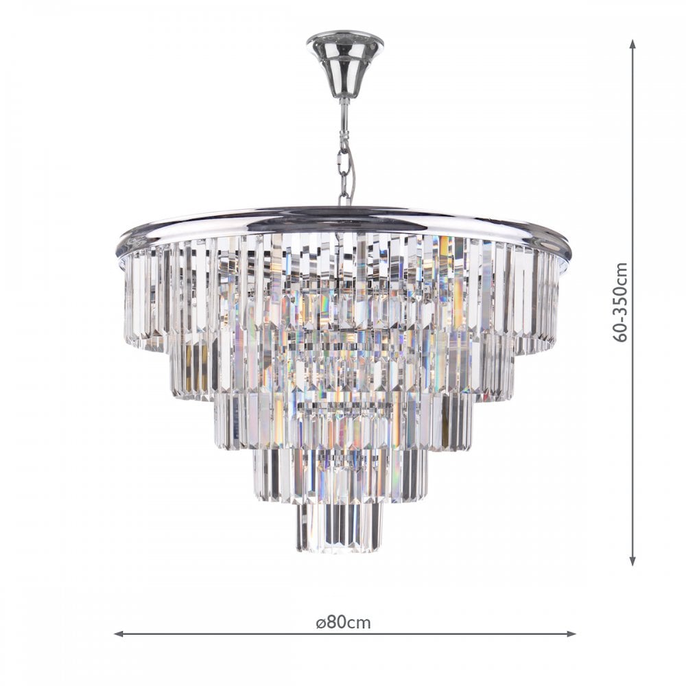 Dar EUL1250 Eulalia 12 Light Chandelier Polished Chrome Crystal