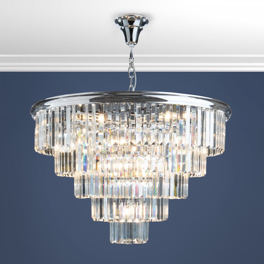 Dar EUL1250 Eulalia 12 Light Chandelier Polished Chrome Crystal