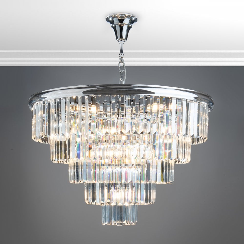 Dar EUL1250 Eulalia 12 Light Chandelier Polished Chrome Crystal