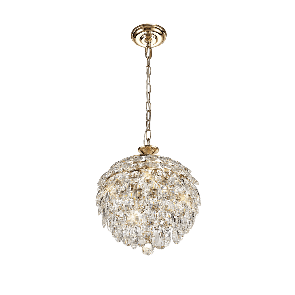 IL32803 Coniston Pendant 3 Light French Gold Crystal