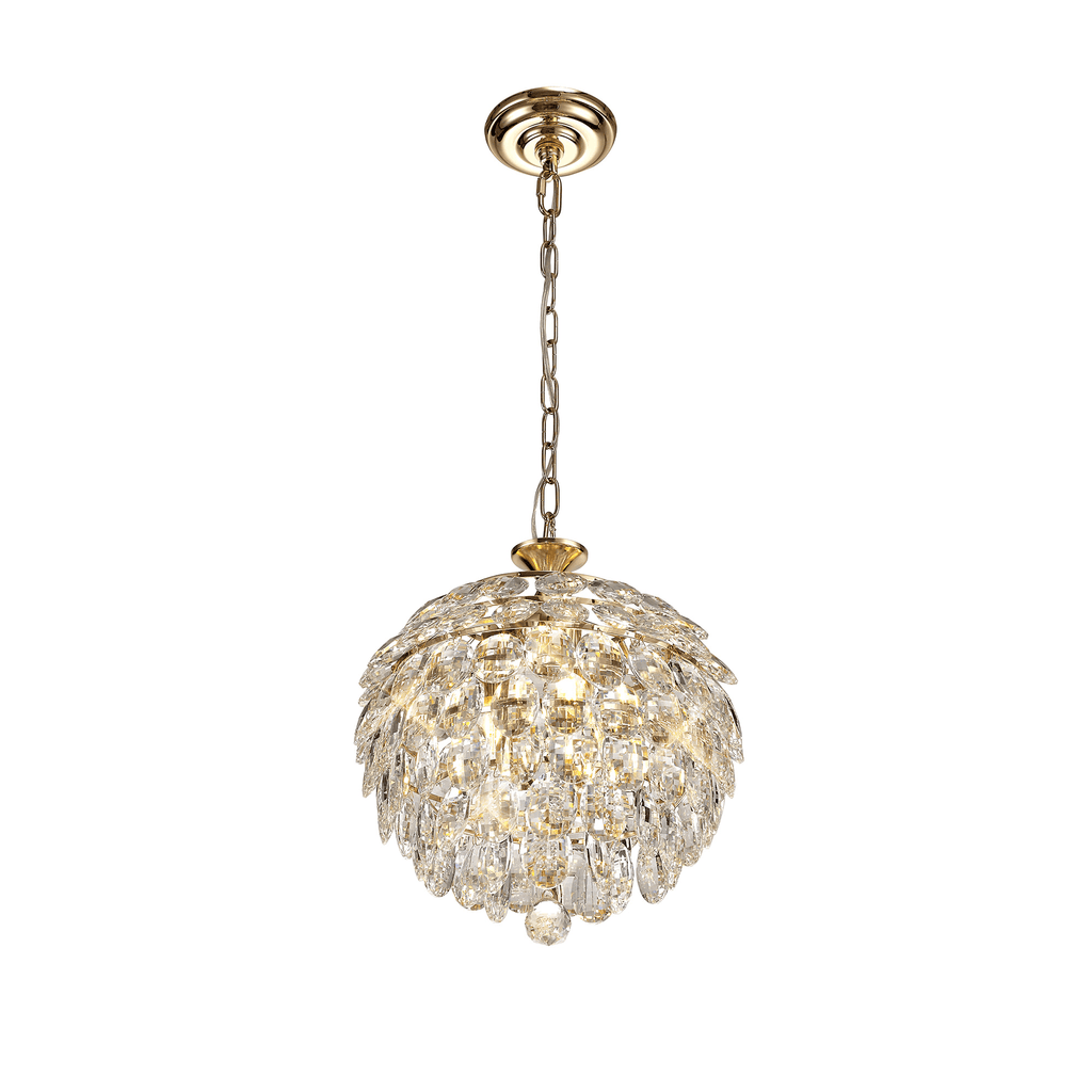 IL32803 Coniston Pendant 3 Light French Gold Crystal