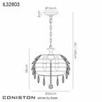 IL32803 Coniston Pendant 3 Light French Gold Crystal
